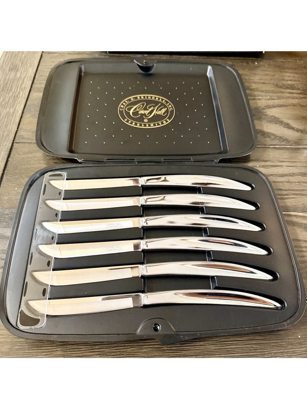 Vintage 60S MCM Carvel Hall 6 Steak Knives Stainless Steel in Original Case